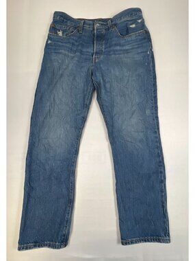 Levi's Men's 501 Original Fit Blue Distressed Denim Jeans W30 L28